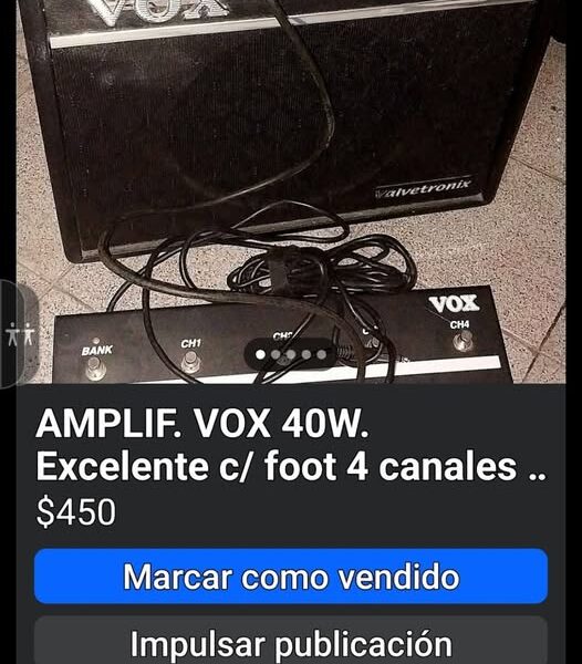 Amplificador VOX 40W con foot 4 canales