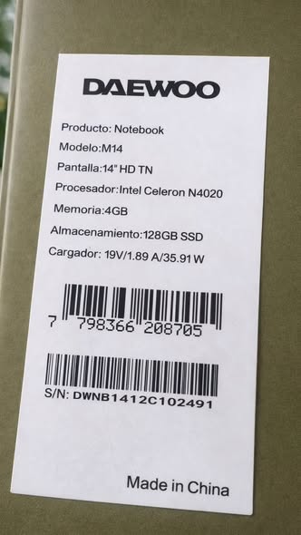 NOTEBOOK DAEWOO M14 - NUEVA EN CAJA