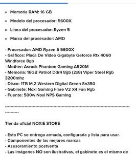 PC gamer Ryzen 5 5600x Geforce RTX 4060