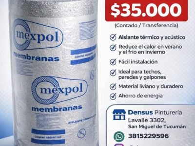 Aislante térmico aluminizado Mexpol Medida: 10 mm x 20 metros