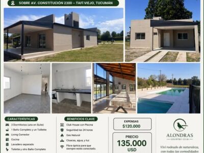 Venta de Casa Alondras Country Club sobre Av. Constitución 2300 Tafi viejo Tucumán