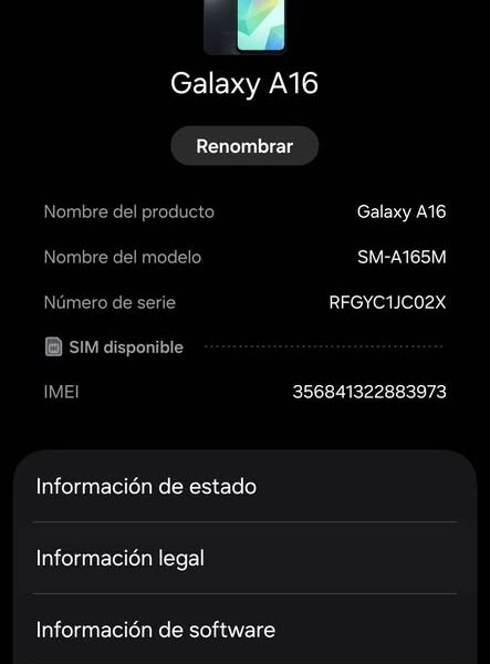 VENDO SANSUNG A16