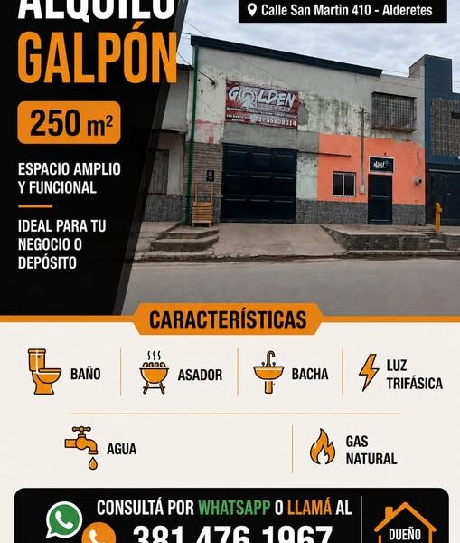 SE ALQUILA GALPON