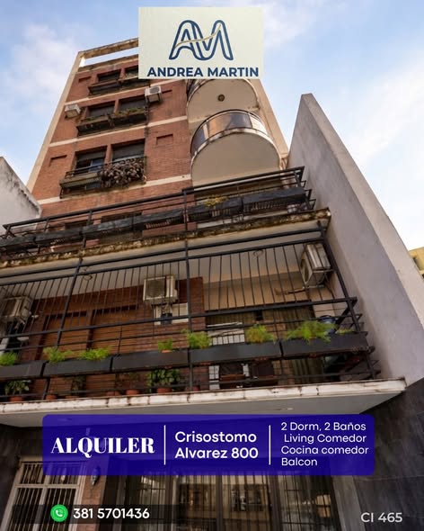 ALQUILER DEPTO 2 Dorm. Crisóstomo Álvarez al 800.