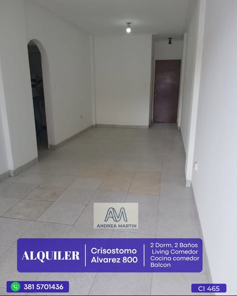 ALQUILER DEPTO 2 Dorm. Crisóstomo Álvarez al 800.