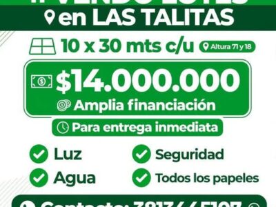 Venta de lotes residenciales en Las Talitas, Tucumán